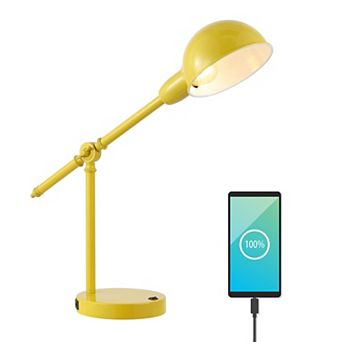 Curtis Vintage Industrial Iron Adjustable Dome Shade Led Task Lamp With Usb Charging Port