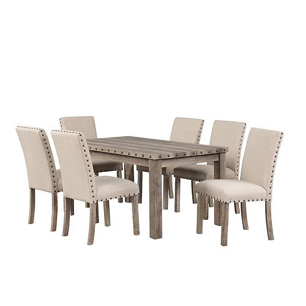 Morden Fort Log Rural Style 6 Seat Dining Table Set With A Combination