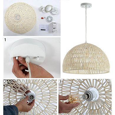 Campana Bohemian Modern Woven Rattaniron Led Pendant