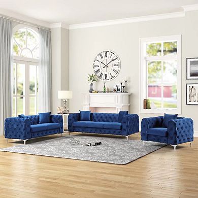 Morden Fort Contemporary 4-piece Of Sofa Set With Deep Button Tufting Dutch Velvet