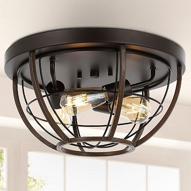 Lyla Rustic Farmhouse Iron Led Flush Mount