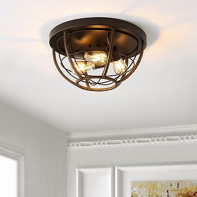 Lyla Rustic Farmhouse Iron Led Flush Mount