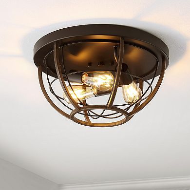 Lyla Rustic Farmhouse Iron Led Flush Mount
