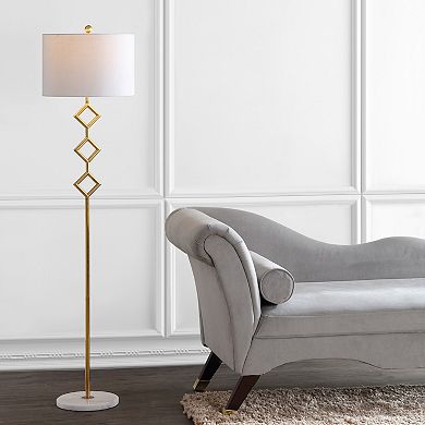 Diamante Modern Gilt Metal With Marble Based Led Floor Lamp