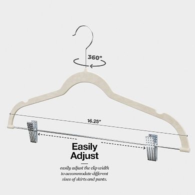 10 Pack Clothes Hangers with Clips - Ivory Velvet Hangers for Skirt Ultra Thin No Slip