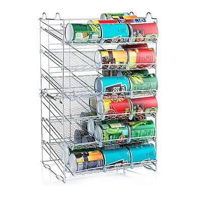 Stackable Can Organizer - 3-Tier Soda Multifunctional Chrome-Finish Can Rack Organizer for 36 Cans