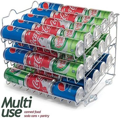 Stackable Can Organizer - 3-Tier Soda Multifunctional Chrome-Finish Can Rack Organizer for 36 Cans