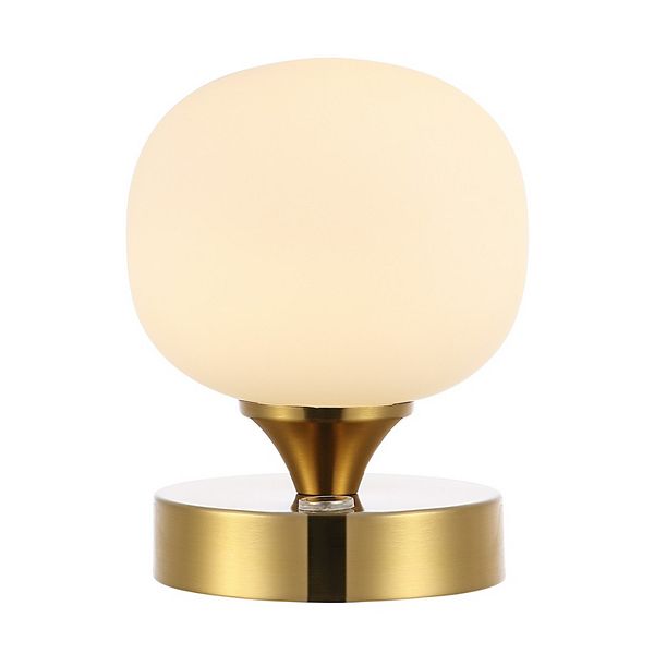 Owen 6.13" Modern Minimalist Iron Rechargeable Integrated Portable LED Table Lamp, Brass Gold/White