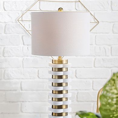 Wellington Quatrefoil Striped Resin Led Table Lamp