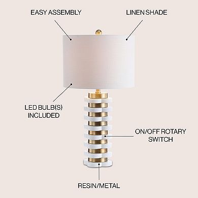 Wellington Quatrefoil Striped Resin Led Table Lamp