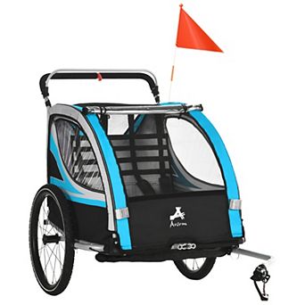 Aosom Bike Trailer For Kids, 3-in-1 Running Stroller, Jogging Cart, Blue