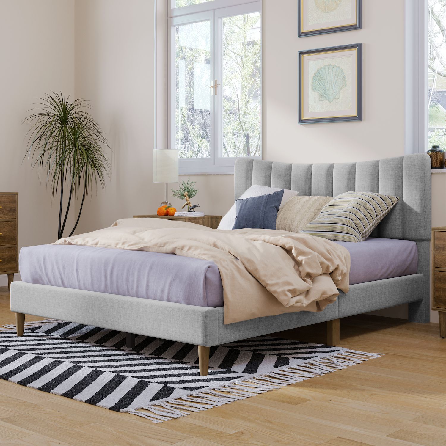 Dropship Full Size Wooden Platform Bed With Multi-functional Storage Space, Nightstand, 2 Drawers, USB Ports And Desk, White To Sell Online At A Lower Price