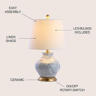 Holly Marbleized Ceramic Led Table Lamp