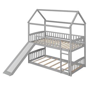 Merax Bunk Bed with Slide, House Bed with Slide