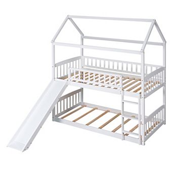 Merax Bunk Bed with Slide, House Bed with Slide