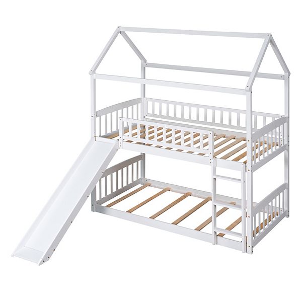 Merax Bunk Bed with Slide, House Bed with Slide