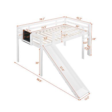 Loft Bed Wood Bed with Slide