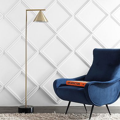 Chelsea Metal/marble Cone Shade Led Floor Lamp