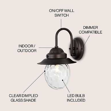Rodanthe Farmhouse Industrial Iron/glass Outdoor Led Sconce