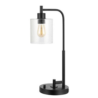 Axel Modern Iron/seeded Glass Farmhouse Industrial Usb Charging Led Task Lamp
