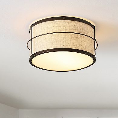 Evan Rustic Farmhouse Iron Led Flush Mount