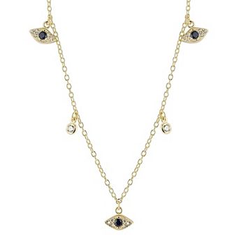 Sunkissed Sterling Cubic Zirconia Eye Charm Choker Necklace