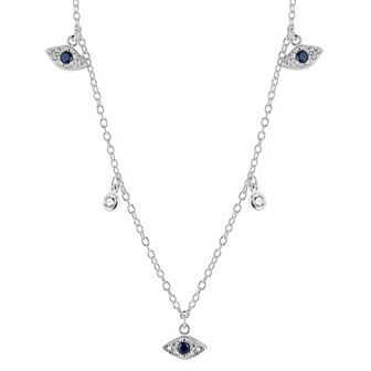 Sunkissed Sterling Cubic Zirconia Eye Charm Choker Necklace