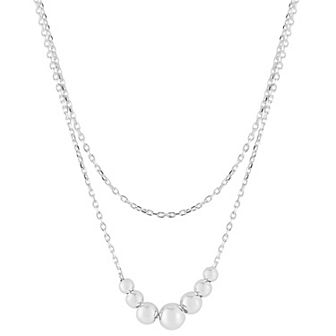 Sunkissed Sterling Double Layered Graduated Ball Necklace