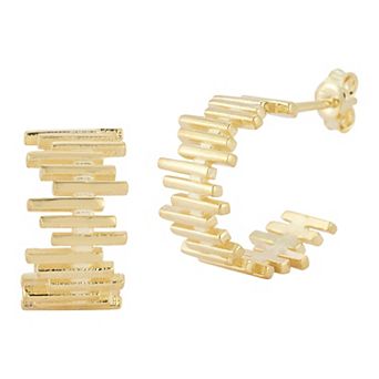 Sunkissed Sterling 14k Gold Over Silver Ribbed Hoop Earrings