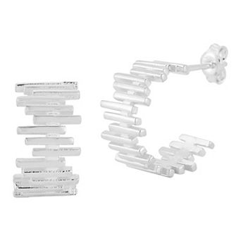 Sunkissed Sterling 14k Gold Over Silver Ribbed Hoop Earrings