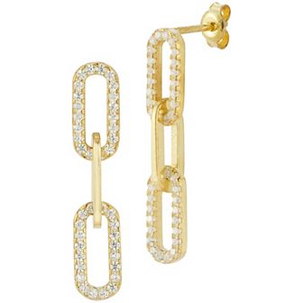 Sunkissed Sterling Sterling Silver Cubic Zirconia Small Link Chain Drop Earrings