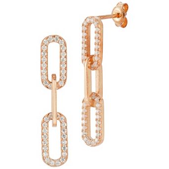 Sunkissed Sterling Sterling Silver Cubic Zirconia Small Link Chain Drop Earrings