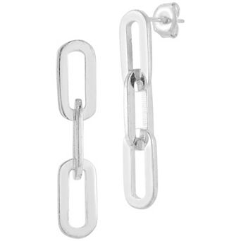 Sunkissed Sterling Sterling Silver Small Link Chain Drop Earrings