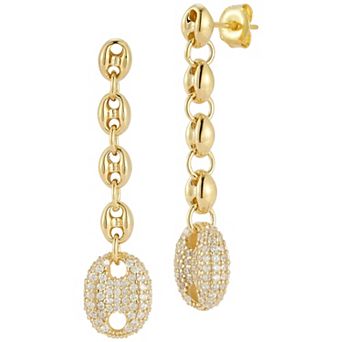 Sunkissed Sterling Sterling Silver Cubic Zirconia Mariner Link Drop Earrings