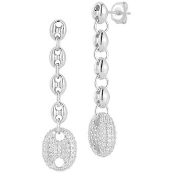 Sunkissed Sterling Sterling Silver Cubic Zirconia Mariner Link Drop Earrings