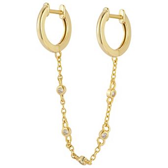 Sunkissed Sterling Sterling Silver Cubic Zirconia Double Piercing Earring