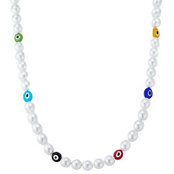 Sunkissed Sterling 14k Gold Over Silver Eye Freshwater Cultured Pearl Choker Necklace