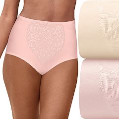 Bali Lace Panel Shaping Brief, 2-Pack Warm Steel/Pink Bliss L Women's 