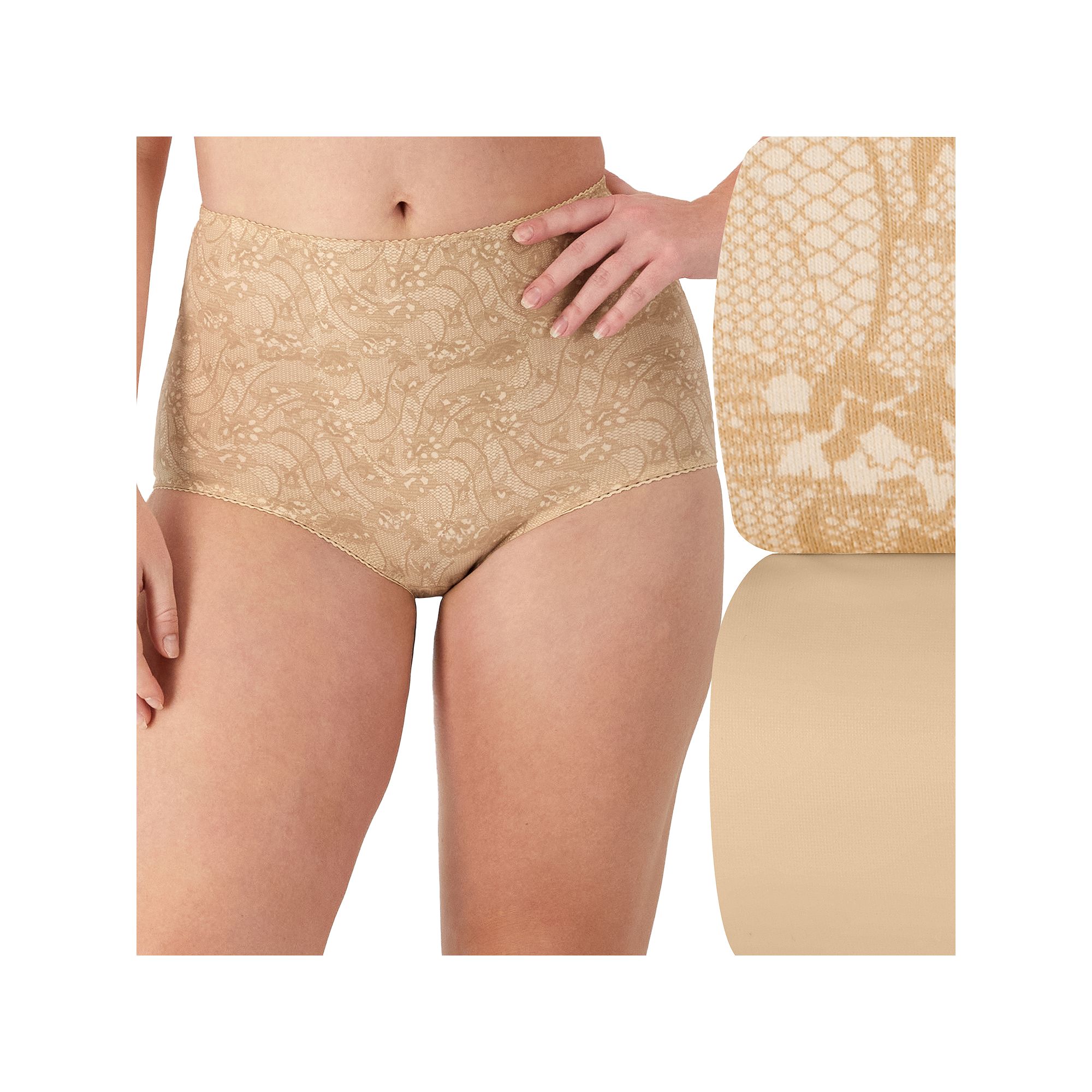 Bali 2-pack Cotton Stretch Light Control Shaping Brief Panty X037, Womens,