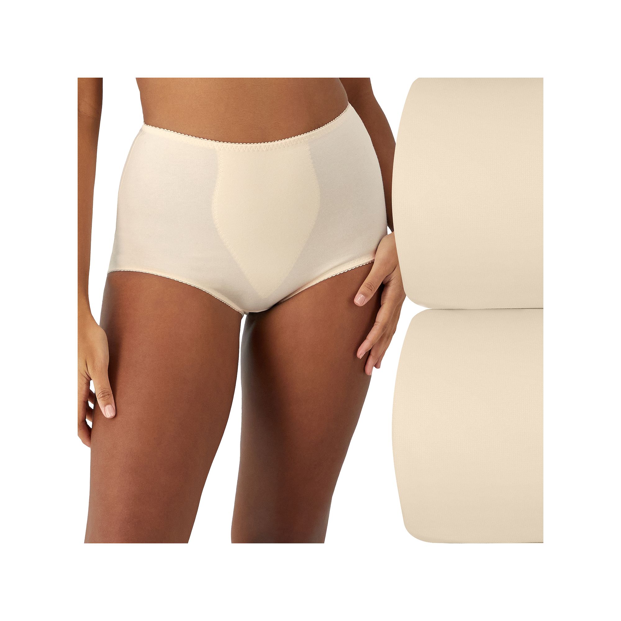 Bali 2-pack Cotton Stretch Light Control Shaping Brief Panty X037, Womens,
