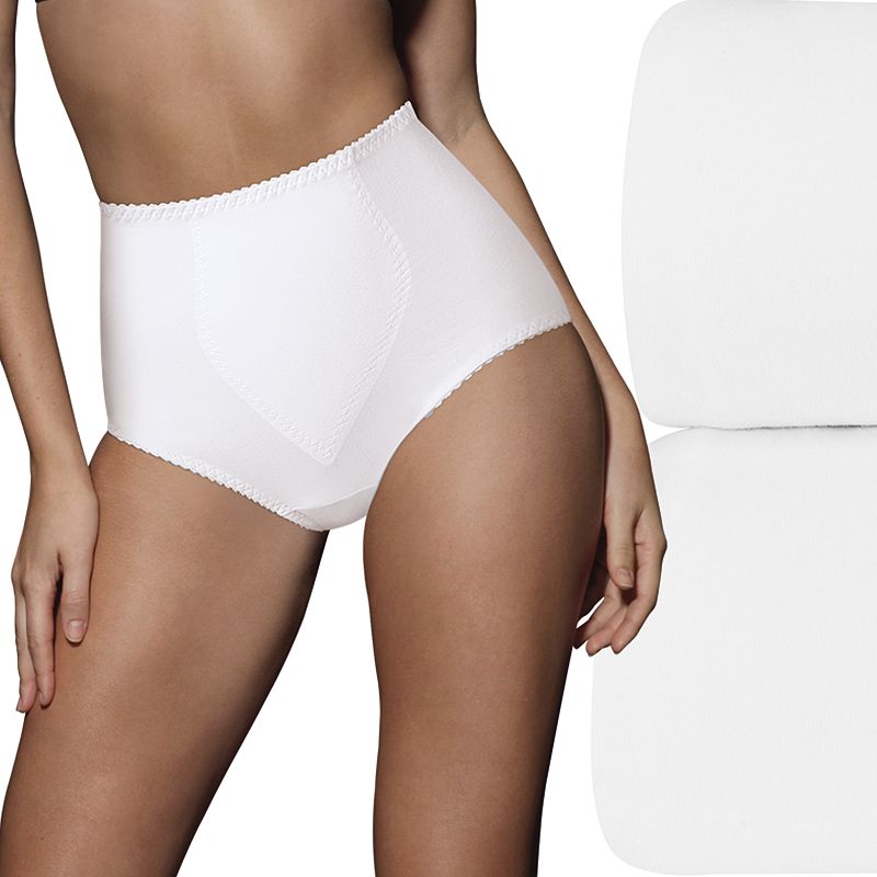 Bali 2-pack Cotton Stretch Light Control Shaping Brief Panty X037, Women's, Size: XL, White
