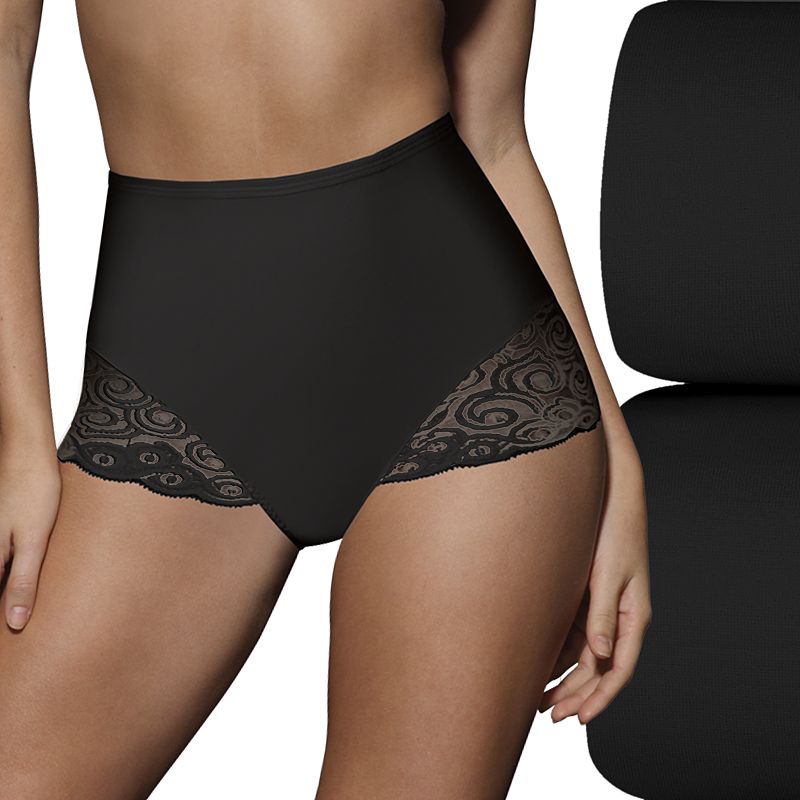 Bali® 2-pack Firm Control Shaping Lace Brief Panty X054, Women's, Size: XXL, Black