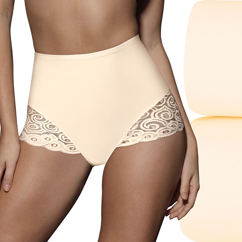 Bali® 2-pack Firm Control Shaping Lace Brief Panty X054, Women's, Size: XXL, Light Beige