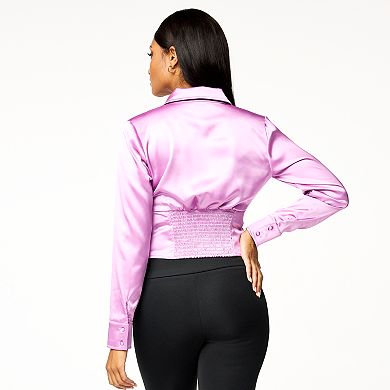 Printed Double Satin Corset Blouse 600066720dot main image 1