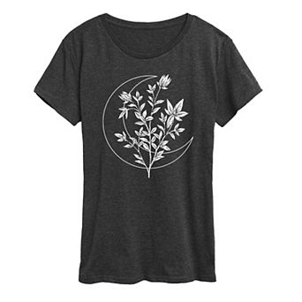 Women's Floral Crescent Moon Graphic Tee