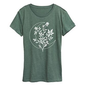 Women's Floral Crescent Moon Graphic Tee