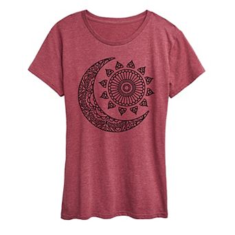 Women's Mandala Sun Moon Graphic Tee