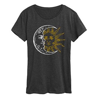 Women's Crescent Moon And Sun Graphic Tee