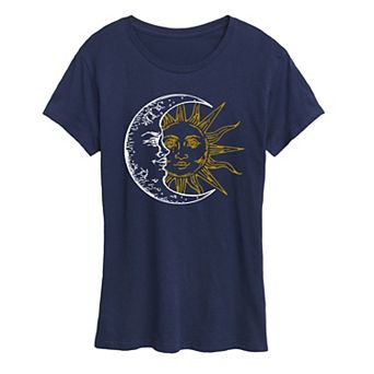 Women's Crescent Moon And Sun Graphic Tee
