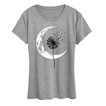 Women's Dandelion Crescent Moon Graphic Tee
